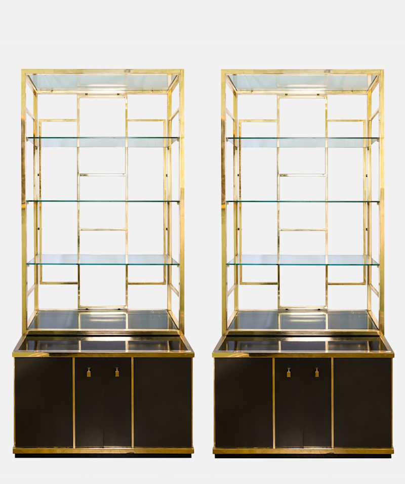 Romeo Rega - Pair of display bookcases with cupboards, circa 1970s - Bookcases