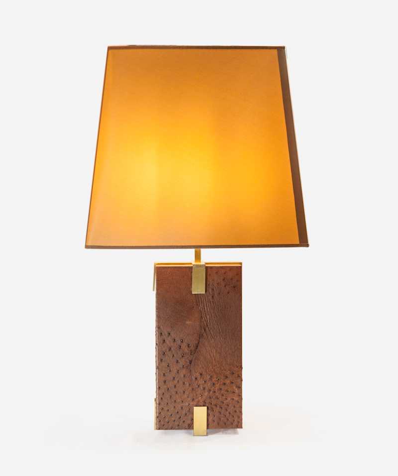 Italian School  - Table lamp in ostrich skin, circa 1970 - Table Lamps