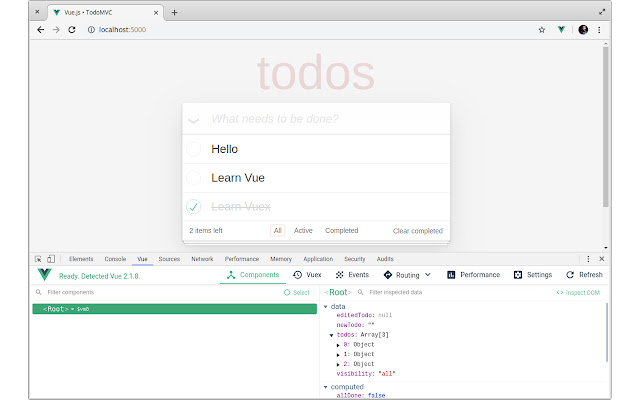 vuejs developer tools Chrome developer tools