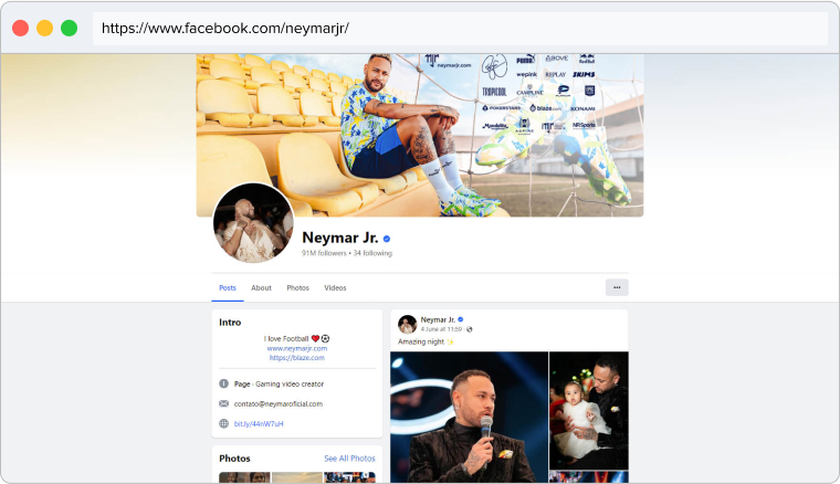 Neymar Jr.'s FB page