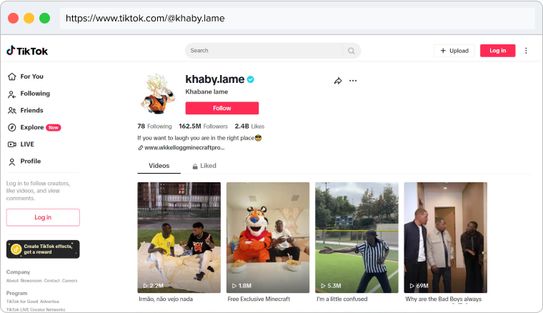 Khabane Lame's TikTok