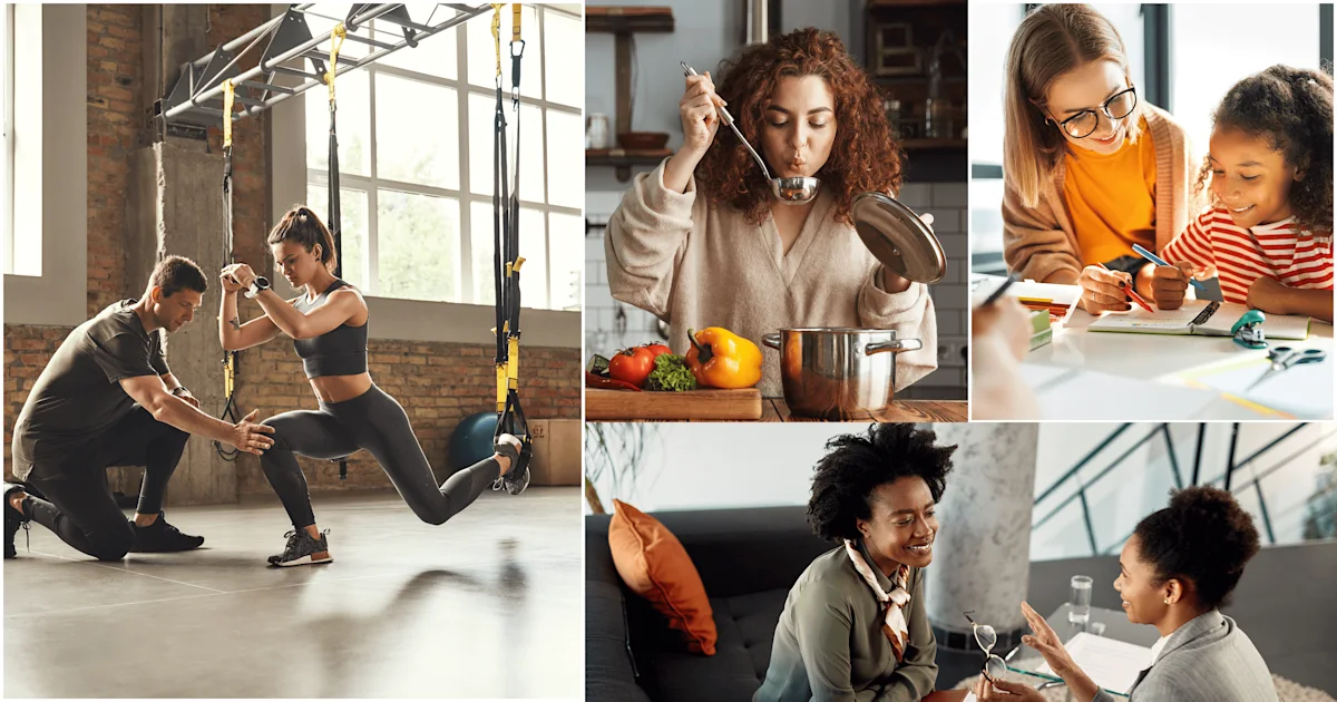 Collage depicting wellbeing and lifestyle