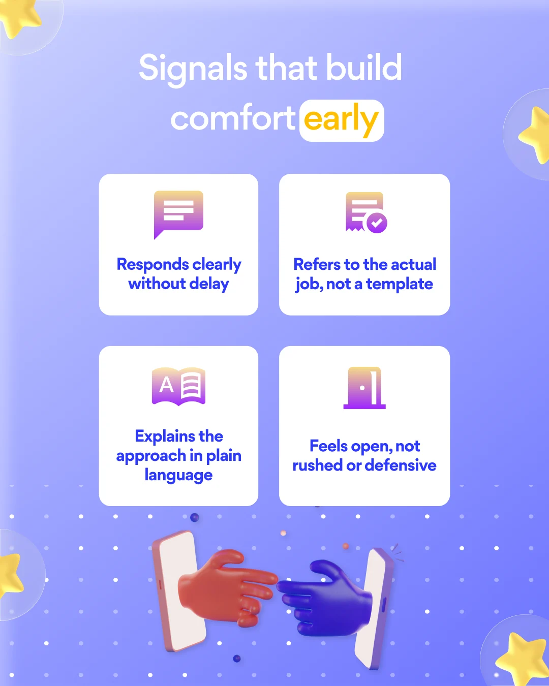 Signals that build comfort early