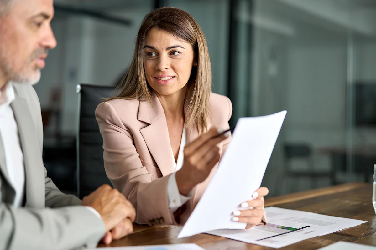 lawyer discussing legal matters with client