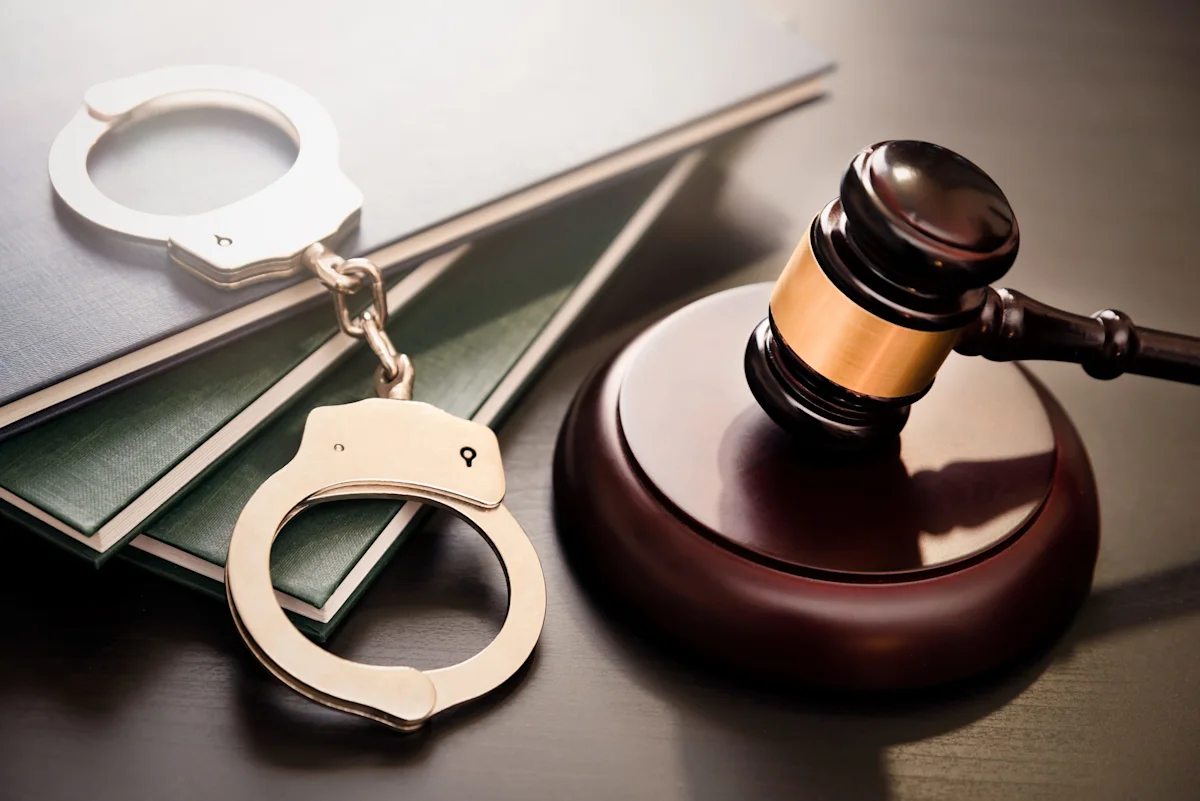 Handcuffs and gavel