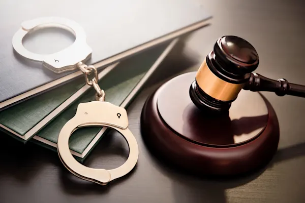 Handcuffs and gavel