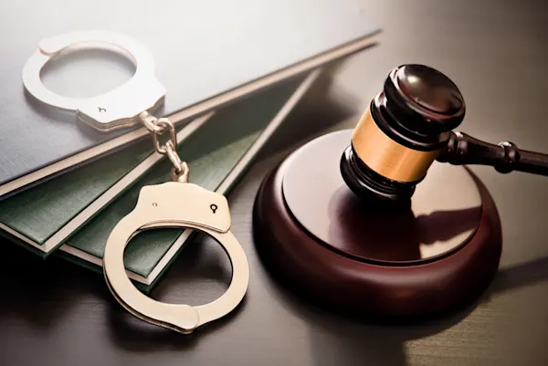 Handcuffs and gavel