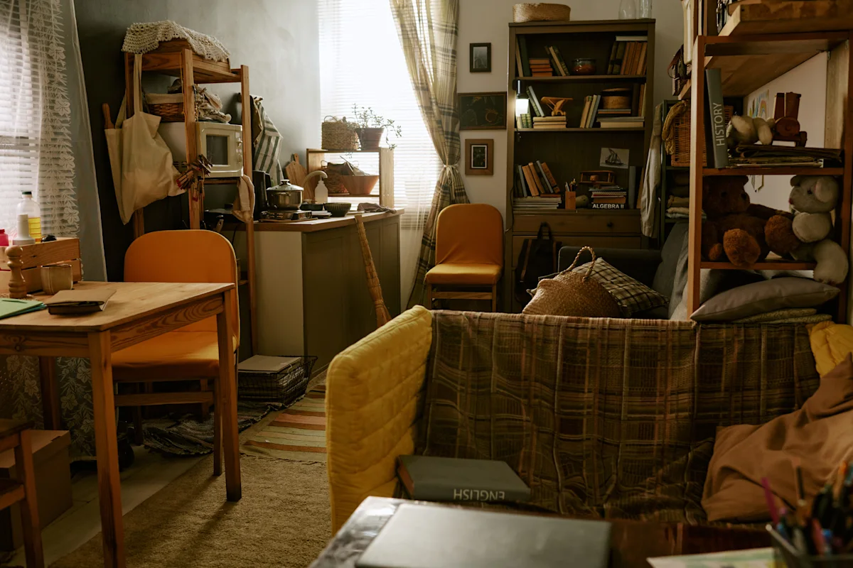 cluttered house