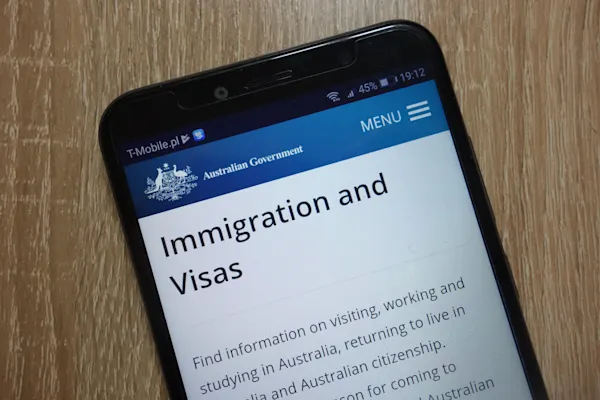a photo of the australian immigration website