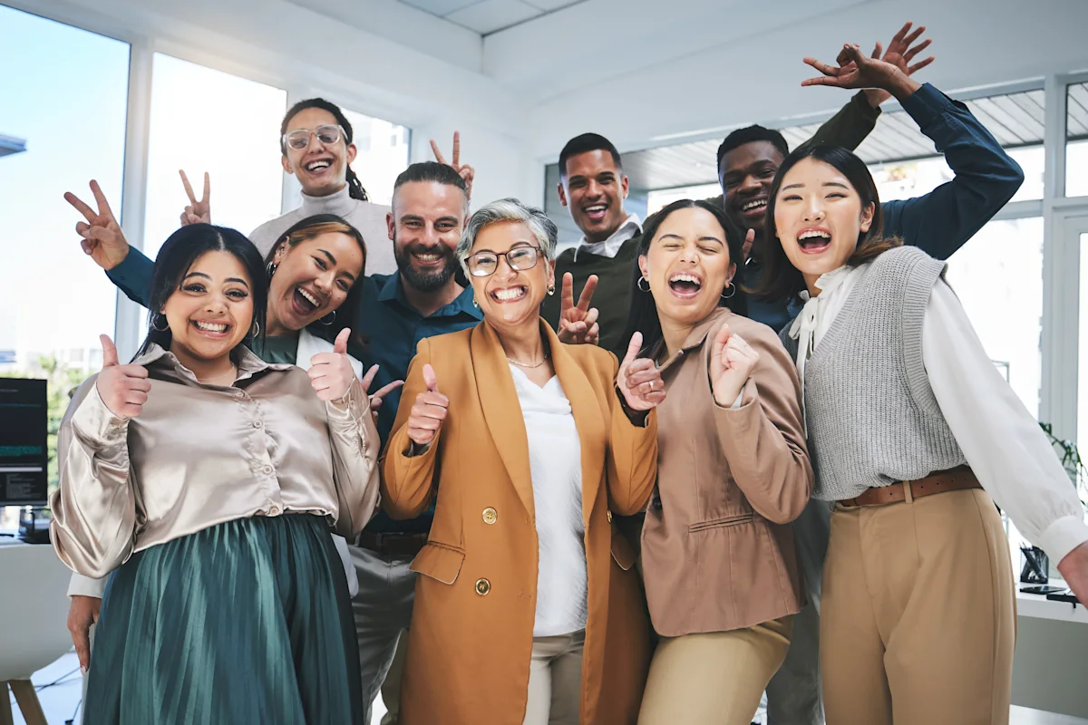 happy work team
