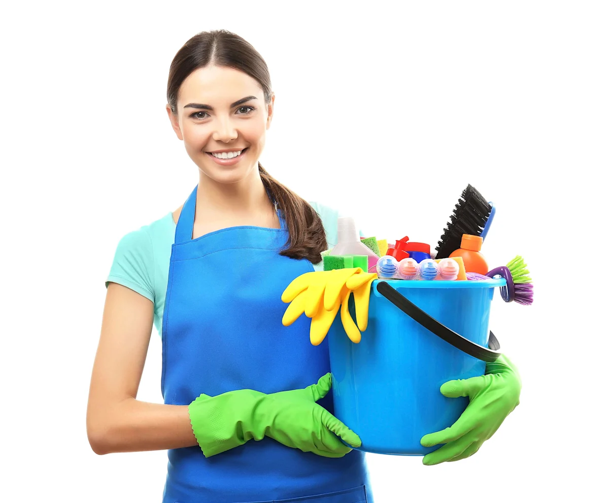 woman holding cleaning essentials