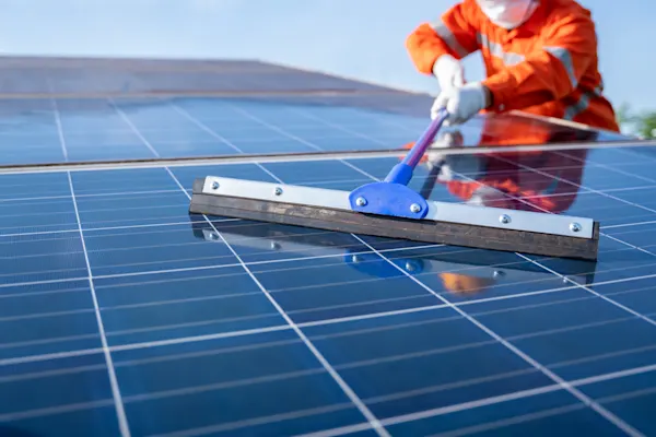 Professional wiping solar panel