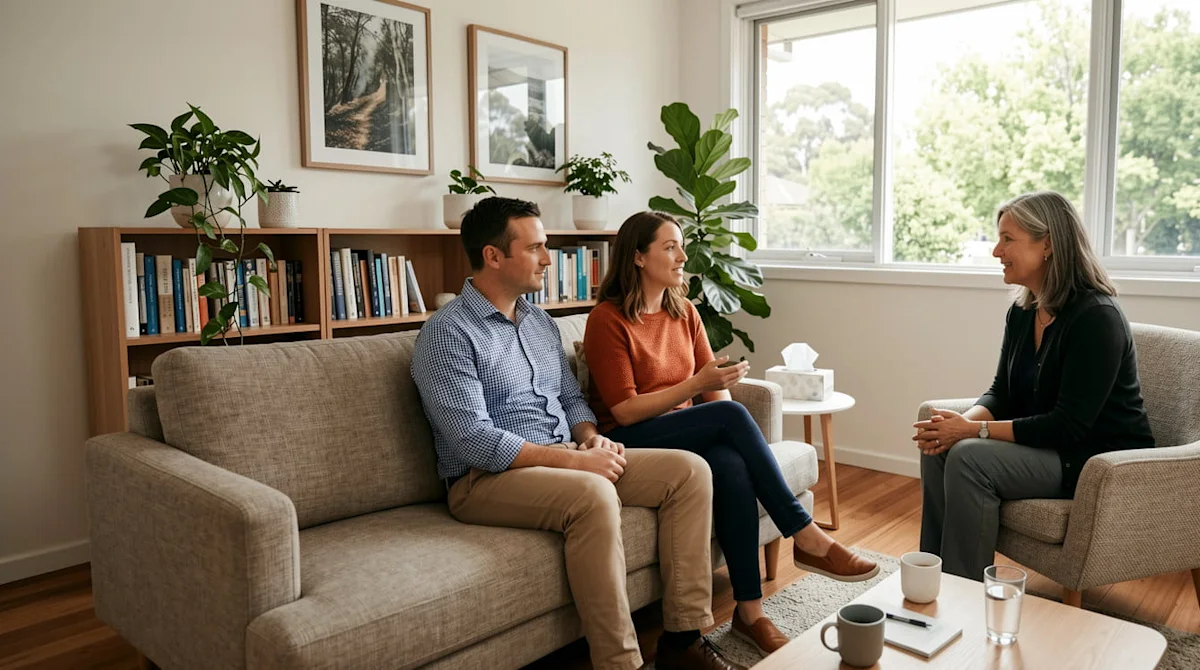 Couple at therapist's office.