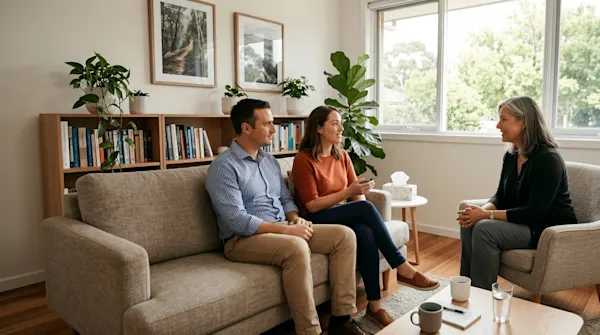 Couple at therapist's office.