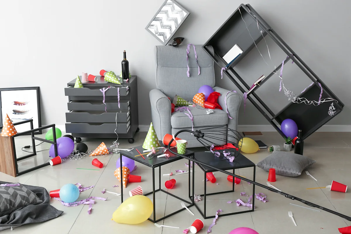 after party mess - deep cleaning