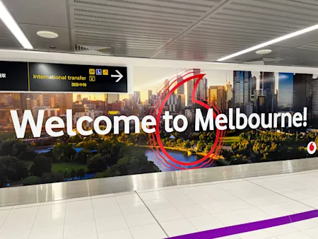 Welcome board inside Melbourne Airport