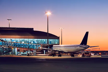Airport at sunset