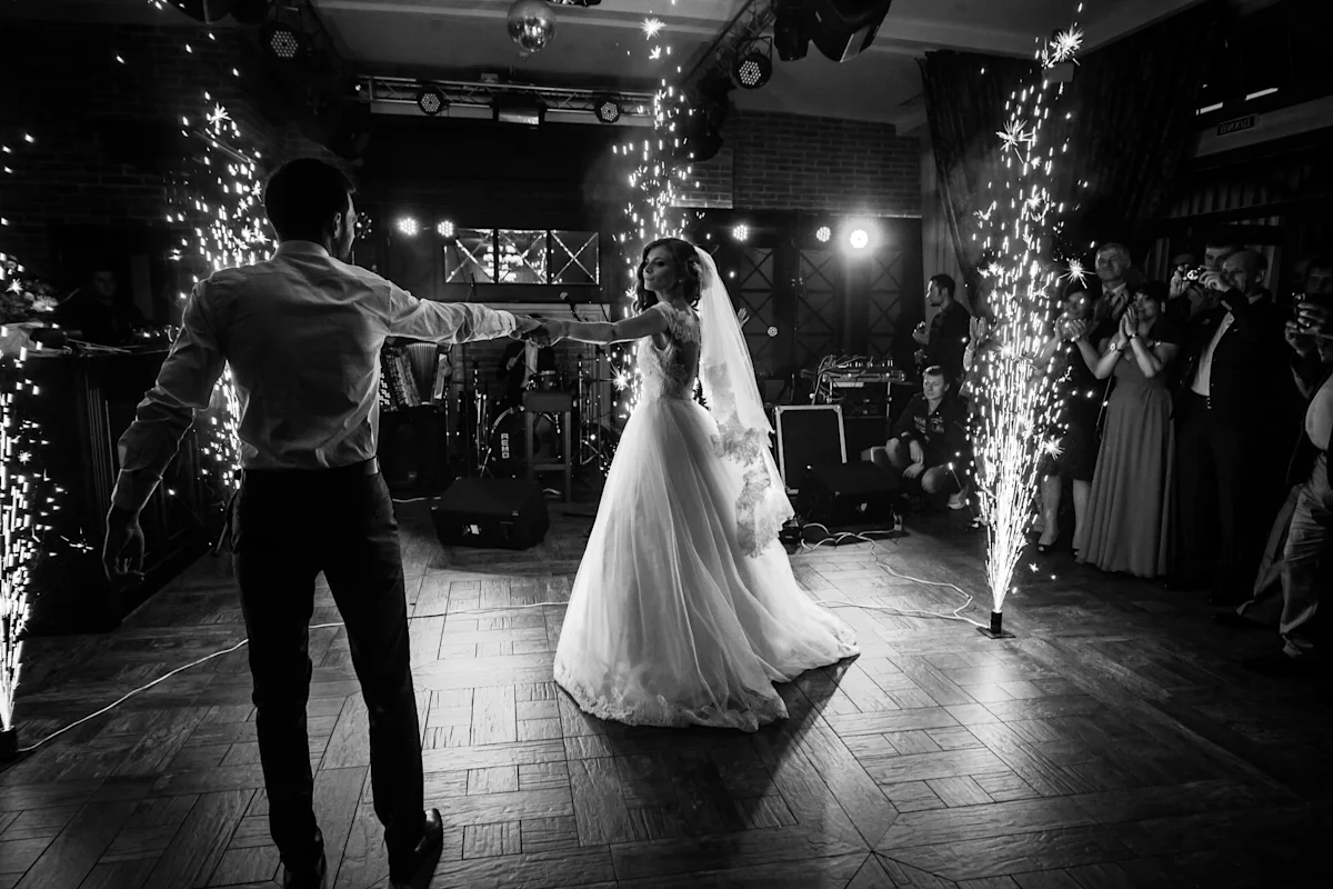 Newlywed couple first dance