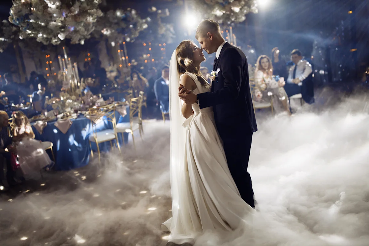 Bride and groom having first dance