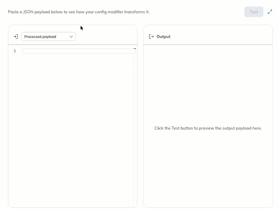 A user pastes a raw payload and tests the new config modifier. 