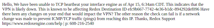 Example alert email