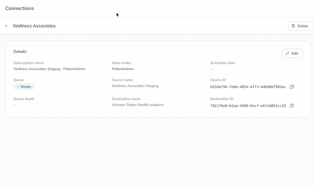 On the subscription Details page, a user clicks the Delete button and confirms deleting. On the subscription Details page, a user clicks the Delete button and confirms deleting.