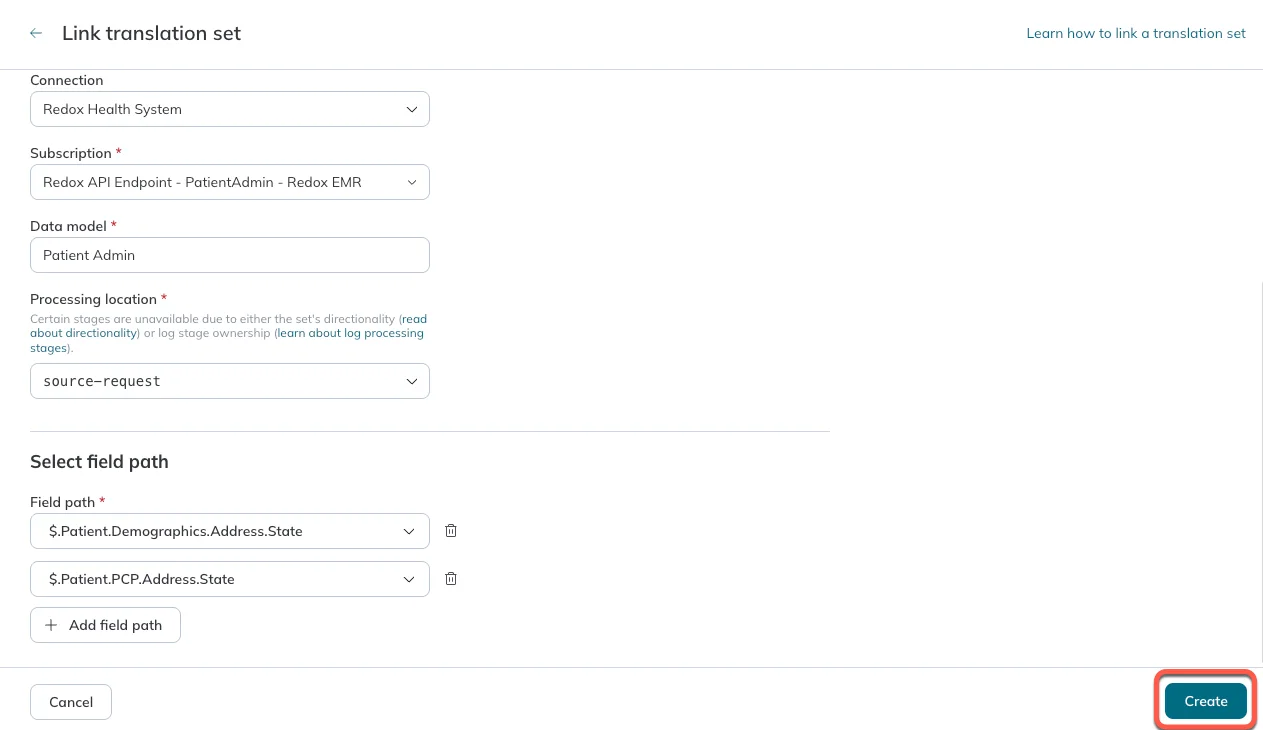 A user creates a translation set link, which appears in the translation set's settings page.