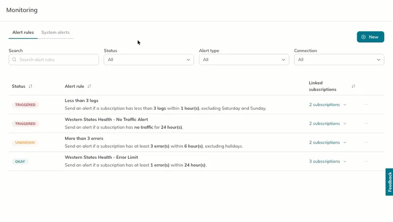 A user pauses a link for an alert rule from its Details page.
