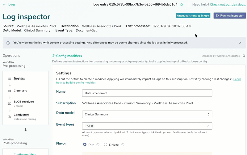 A user clicks the Create button to save and apply the config modifier to production traffic. A user clicks the Create button to save and apply the config modifier to production traffic.