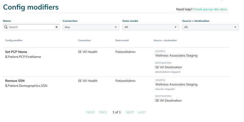 View existing config modifiers