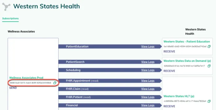 Subscriptions tab: Where to find the source ID