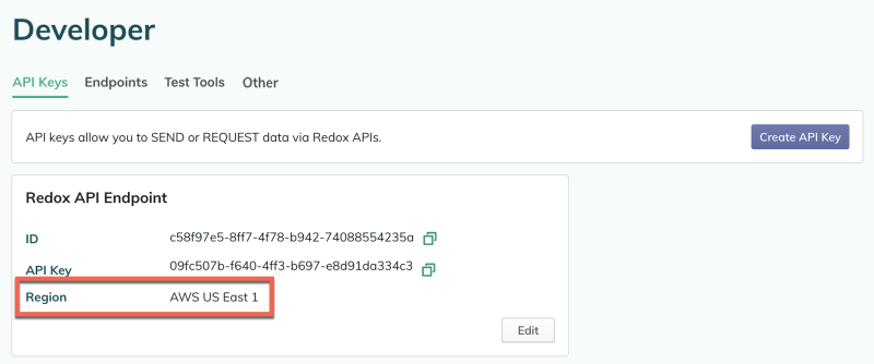 API key region