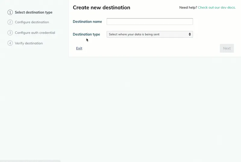 A user enters a name for the new destination. A user enters a name for the new destination.