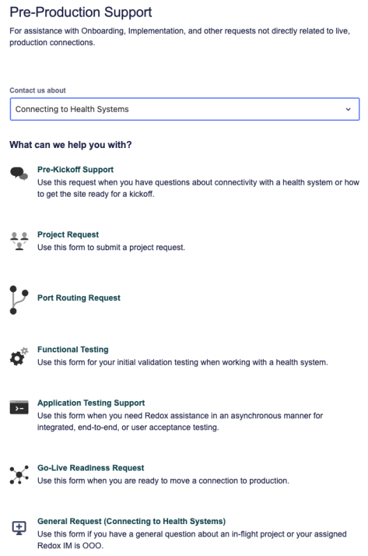 Connecting to health systems subcategories