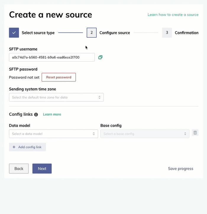 Step 2: Configure an SFTP source
