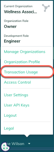 Transaction Usage menu option