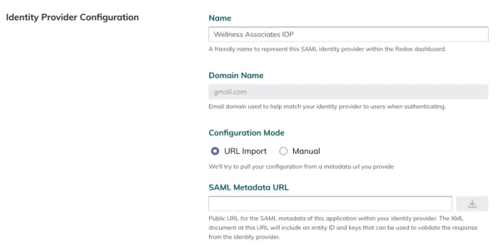 IdP configuration - Import option