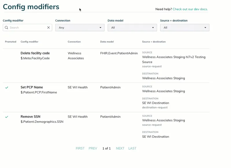 A user promotes a staging config modifier to production. A user promotes a staging config modifier to production.