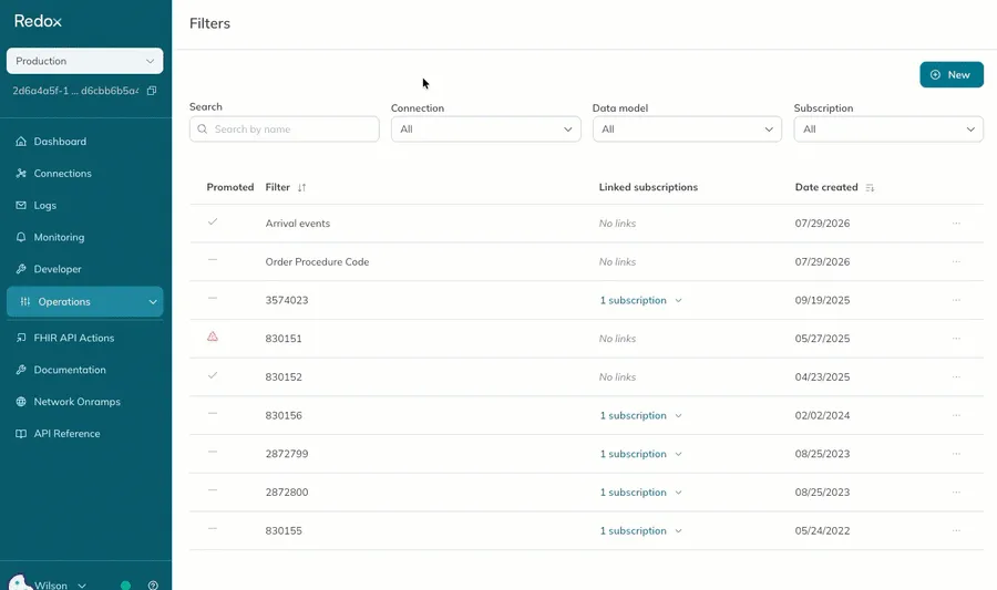 A user selects a filter version to restore and reviews the diff view of both versions. A user selects a filter version to restore and reviews the diff view of both versions.