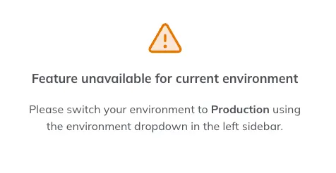 Displays the warnings users get if they attempt to check system alerts in a dev or staging environment.