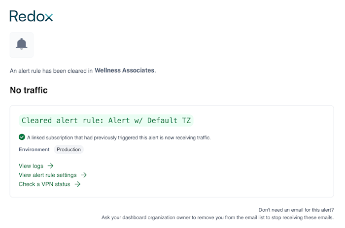 Resolved alert email notification