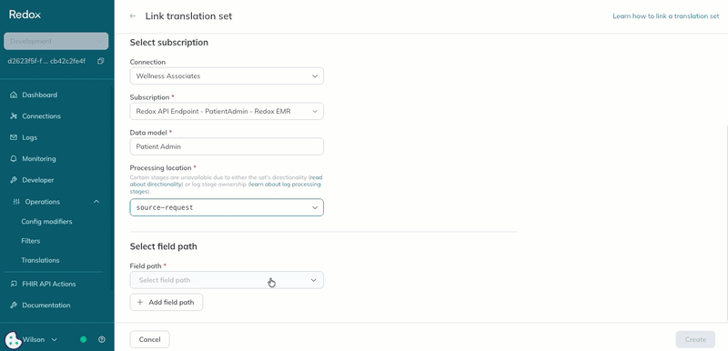 A user selects a field path and validates the values from an existing log payload. A user selects a field path and validates the values from an existing log payload.