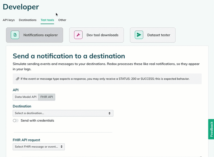 Send with Dataset Tester