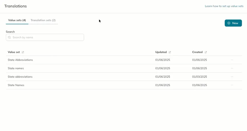 A user deletes an existing value set. 
