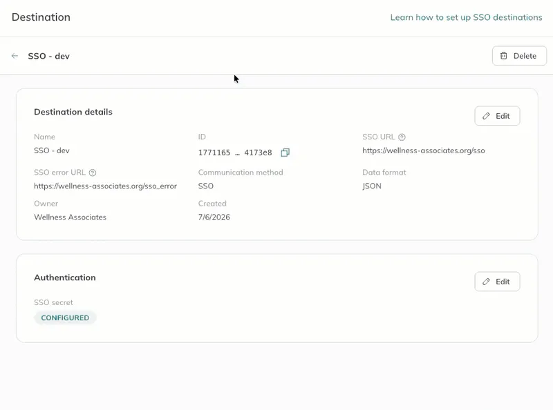 A user resets the secret. After copying and storing the secret, the user clicks the Save button. 