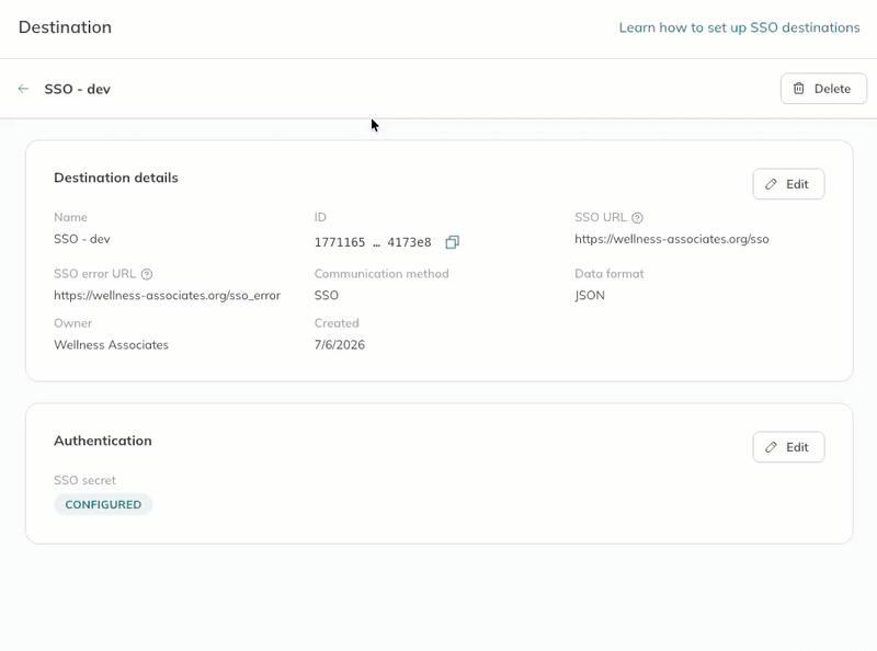 A user resets the secret. After copying and storing the secret, the user clicks the Save button. A user resets the secret. After copying and storing the secret, the user clicks the Save button.