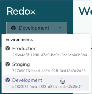 Environment drop-down