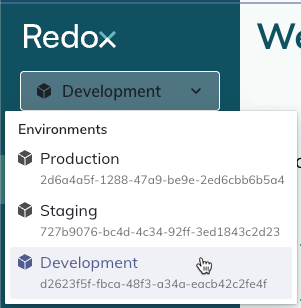 Environment drop-down