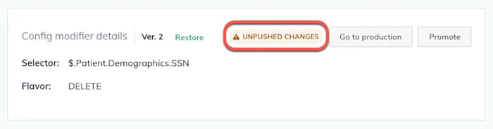 The unpushed changes warning appears under the details. The unpushed changes warning appears under the details.