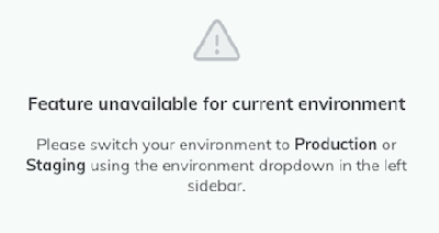 A warning prompts you to switch to a production or staging environment since alert rules aren’t available in dev environments. A warning prompts you to switch to a production or staging environment since alert rules aren’t available in dev environments.